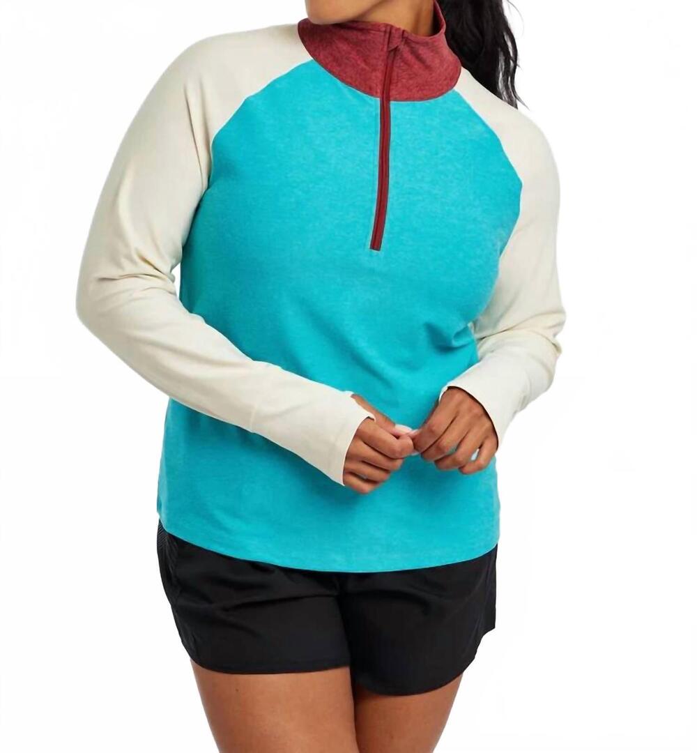 NEW OISELLE women's lux half zip top in robin multi